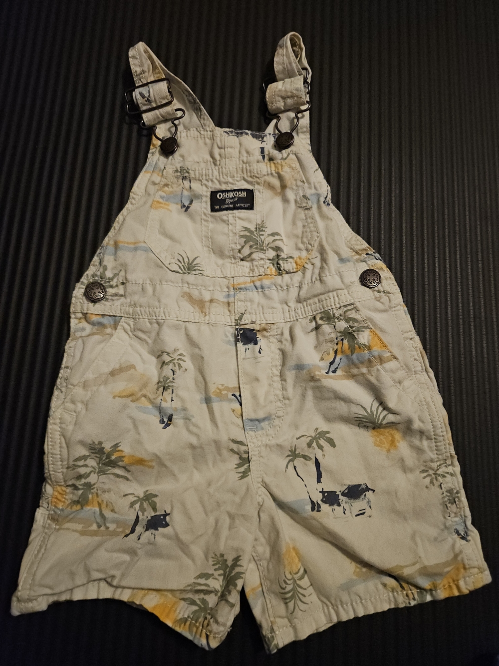OshKosh B'gosh Cream Tropical Print Shortalls, 2T